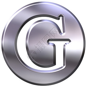 3D银字母 G反射艺术合金金属首都字体插图按钮图片