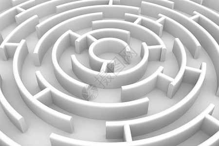 白圆迷宫 3D图像插图领导者痕迹解决方案圆形障碍概念出口商业钥匙图片