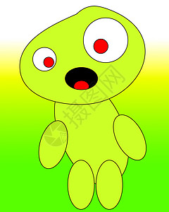 可爱的怪物卡通片生物身体绿色插图白色数字眼睛嘴巴图片