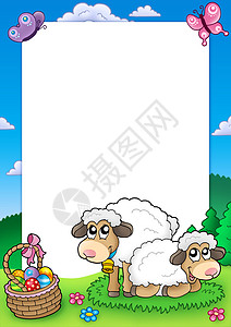 复活节带可爱绵羊图片