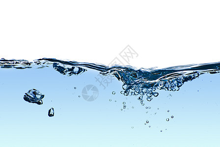 孤立的水喷洒着气泡和水滴抽象运动蓝色反射圆圈宏观波纹海浪墙纸美丽环境图片