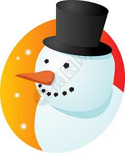 微笑的雪人橙子雪花男人季节性寒冷礼帽快乐图片