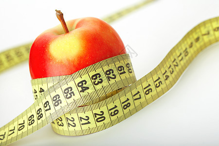 饮食概念生活测量包装食物节食水果运动乐器红色磁带图片