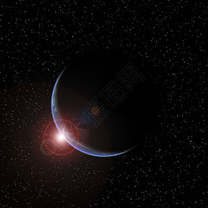 太阳升起的行星阳光海洋科学插图黑色星系地平线宇宙地球蓝色图片