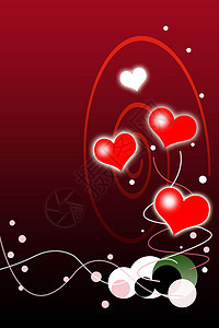 红色和白红心的情人节背景插图气泡情人坡度绿色白色夫妻假期粉色背景图片