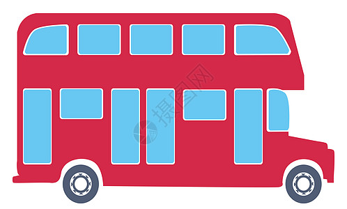 公共汽车总线顶楼插图教练民众运输红色蓝色旅游旅行图片