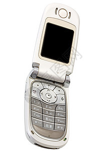 银形手机电话纽扣电子键盘折叠细胞技术白色屏幕钥匙展示背景图片