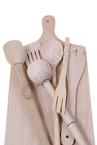 厨房配件勺子木头背景图片
