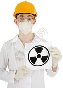 带有海报辐射的科学家背景图片