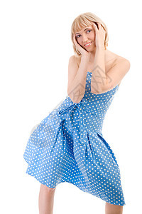 穿着蓝裙子跳舞的女孩图片