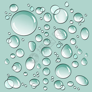 彩色表面不同大小的滴子气泡液体反射插图玻璃卡片阳光蓝色圆圈宏观图片