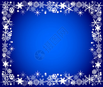 带雪花的蓝色圣诞节框架卡片反射横幅空白庆典墙纸星星插图图片