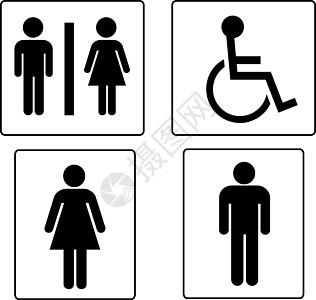 一套洗手间符号男人轮椅男性购物中心性别厕所房间卫生绅士夫妻图片
