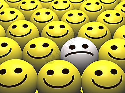 悲伤的笑脸插图渲染幸福情绪面孔微笑符号黄色表情图片