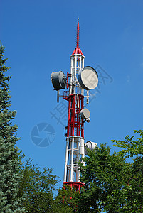 天线蓝色电话卫星网络电视阳光广播通讯信号电讯图片