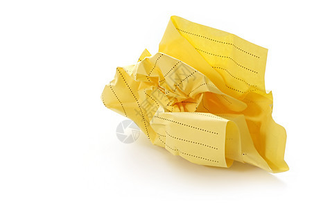 碎纸球垃圾白色浪费内衬文档黄色背景图片