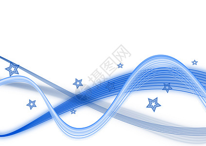 组成摘要透明度白色蓝色波浪电脑梦幻线条星星插图图片