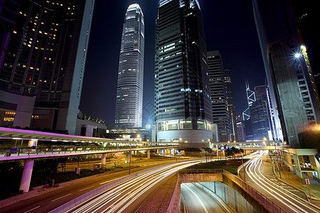香港的交通城市压力夜生活高峰技术大灯街道摩天大楼小时时间图片