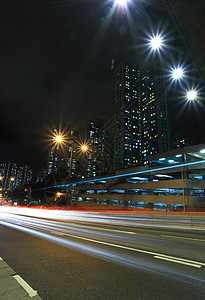 香港市中心交通流量建筑线条运动蓝色场景景观公共汽车辉光运输戏剧性图片