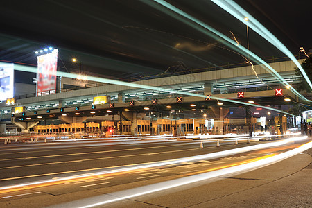 香港有车灯的电话亭旅行辉光蓝色商业景观收费驾驶线条隧道交通图片