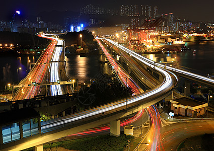 中国香港的货运码头和高速港公路地球运输载体全景世界商业建筑团队港口城市图片