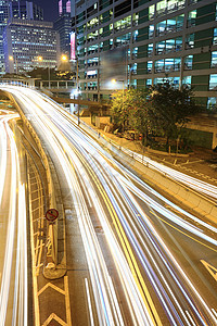 晚上在香港蓝色商业生活街道运动城市市中心景观速度建筑图片