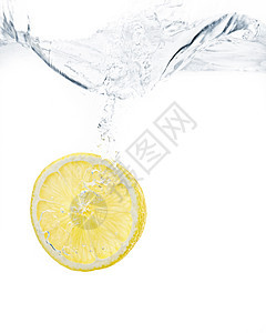 柠檬食物饮食波纹果汁口渴水果飞溅水滴流动海浪图片