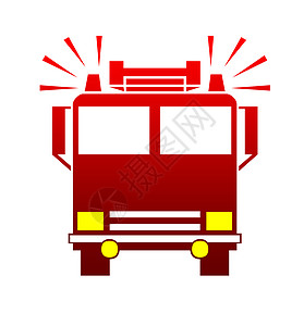 消防车或卡车运输帮助消防队员车辆红色坡度器具服务发声插图图片