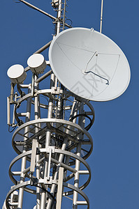 天线收音机卫星通信全球助推器桅杆电话技术蓝色电讯图片