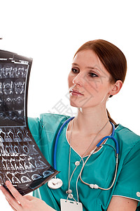 照X光照片的女医生女士儿科职业射线胸部学生躯干放射科女性头发图片