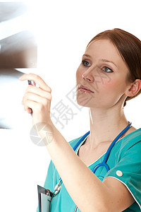 照X光照片的女医生诊断工作脊柱女性女孩职业护士医院学生女士图片