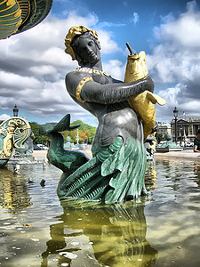 - 巴黎Concorde广场的喷泉细节图片
