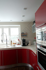 红色现代厨房房子用餐地面设计师装饰公寓建筑学风格奢华房间图片