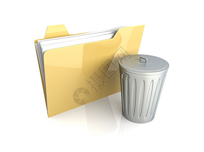垃圾文档电脑报告文件夹白色商业垃圾桶丢弃插图项目工作图片