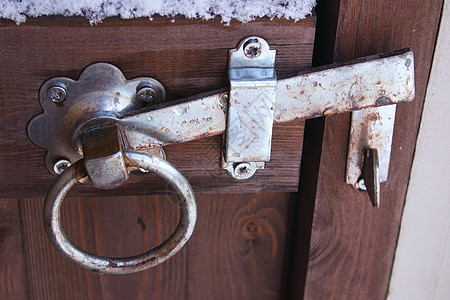 门门锁戒指安全邮政入口闩锁金属边界图片