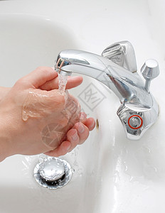 洗手棕榈浴室瀑布飞溅病菌液体跑步手指身体卫生图片