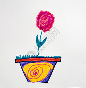 儿童照片 花朵 白种背景艺术孩子学习纹饰童年绘画蜡笔插图教育夹子图片