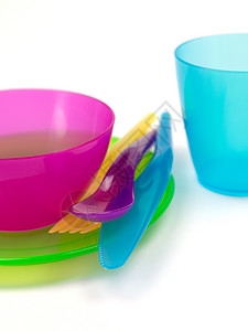塑料安装厨房彩虹派对青色团体厨具杯子餐具刀具盘子图片