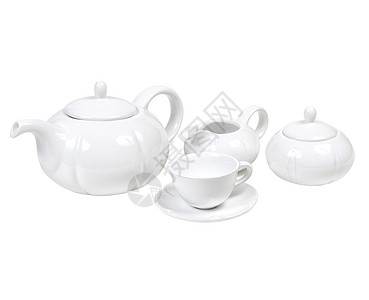 茶套茶陶器服务飞碟小路托盘白色茶具时间杯子剪裁图片