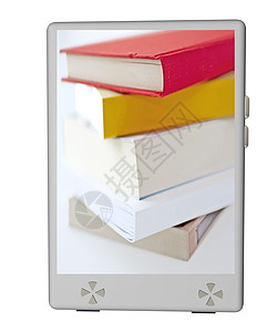 3D eBook 阅读器读者教育插图文学灰色背景图片