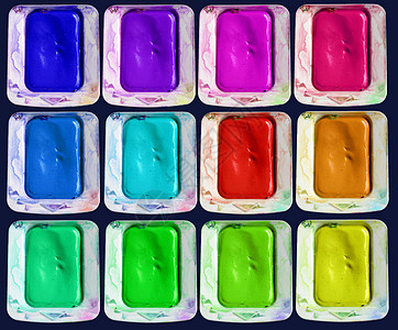 水彩色墨漆盒的孤立颜色调色板图片
