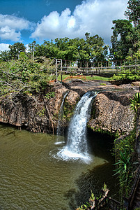 澳大利亚帕罗内拉公园水池瀑布假期溪流场景草地小路木头树木棕榈图片
