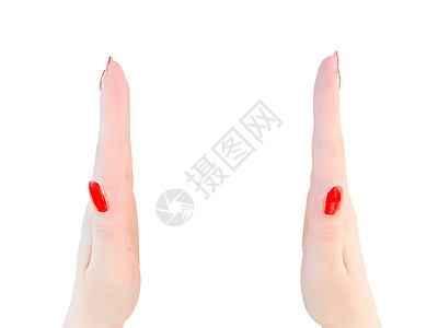 棕榈尺寸手掌魅力手指概念美甲手势女性展示比划图片