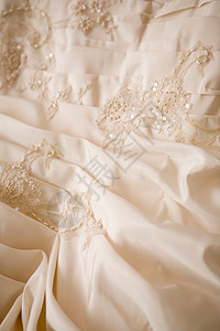 奢华礼服的一部分新娘宏观折痕服装薄纱纺织品丝带婚礼女性刺绣图片