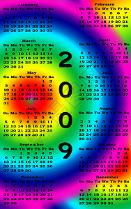 2009年新年快乐日历问候语年度季节性打印新年规划师背景图片