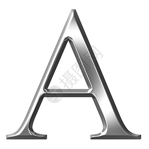 3D 银希腊字母 Alpha灰色历史文化金属字体反射首都插图语言艺术图片