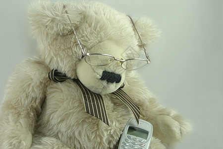 熊带眼镜素材Teddy想打个电话背景
