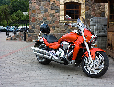 夏季摩托车城市活力力量管道水平菜刀车轮红色橙子引擎图片
