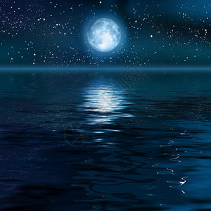 月亮辉光海报蓝色地球地平线海洋波浪反射天气插图图片