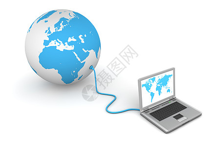 与世界相连电子商务电讯全球工作电缆技术白色电脑自由监视器图片